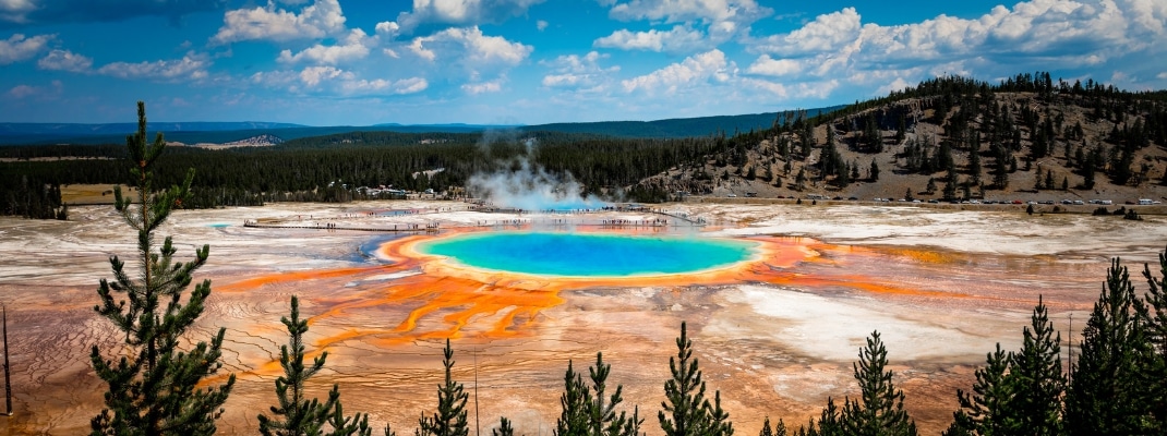 Grand Prismatic Spring view at Yellowstone National Park 