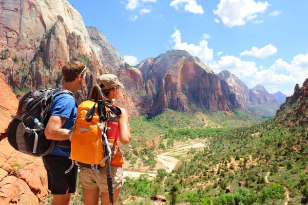 hikers in Zion National Park USA