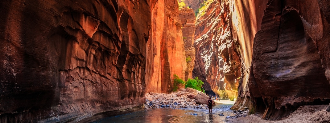 The Majestic Narrows in Zion National Park in Utah