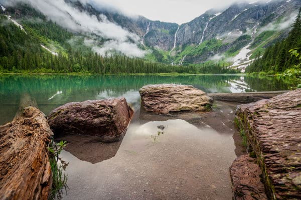 The Edge of Avalanche Lake in Glacier