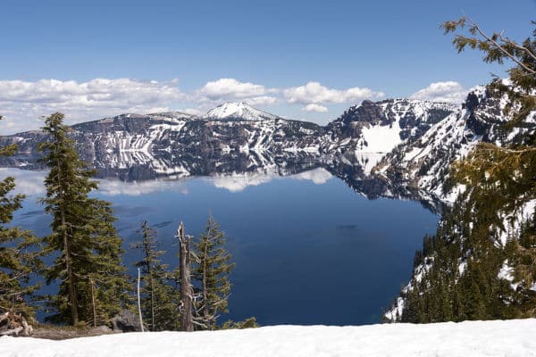 Crater lake in the winter