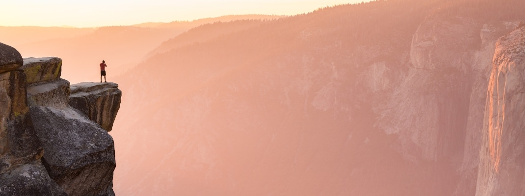 Hiker overlooking El Capitan, Yosemite