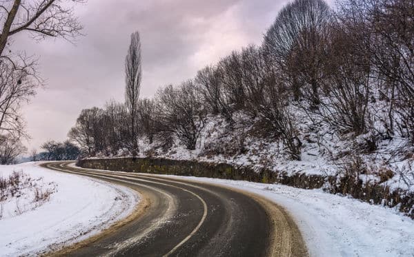 slippery winter road