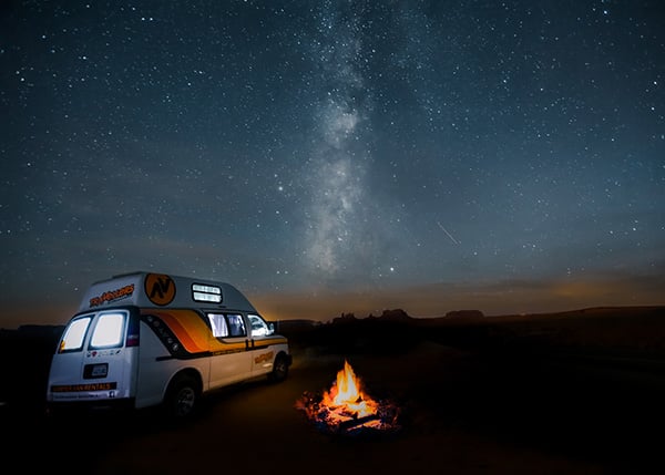Travellers Autobarn Campervan with Campfire 