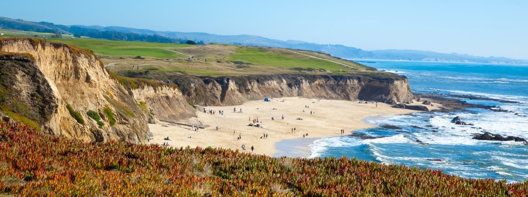 Beach and seaside cliffs at Half Moon Bay California
