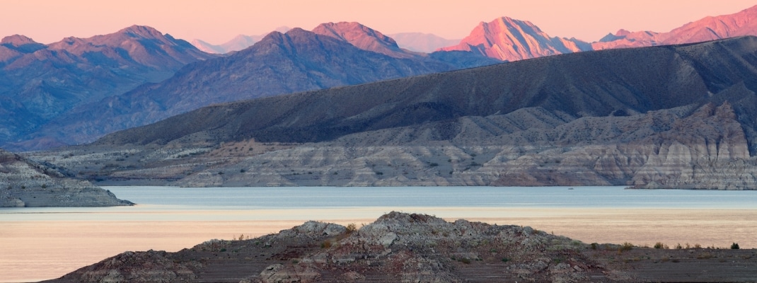 Twiight at Lake Mead at the Lake Mead National Recreational Area near Boulder City, Nevada
