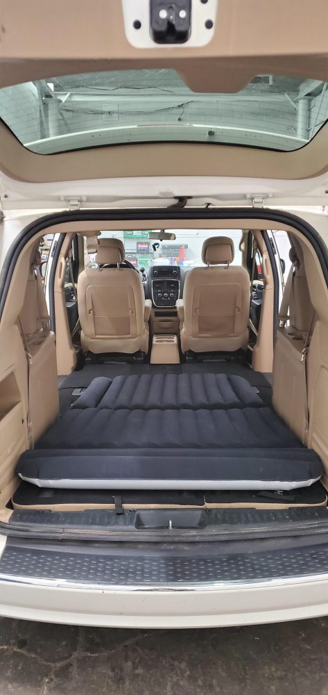 air mattress in minivan
