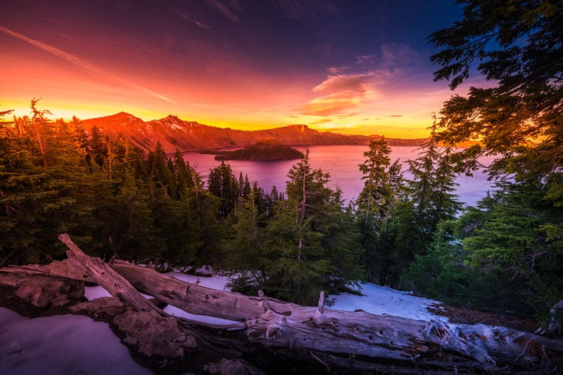 Crater Lake National Park Road Trip Sunset