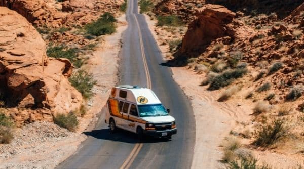 Travellers Autobarn campervan on the road