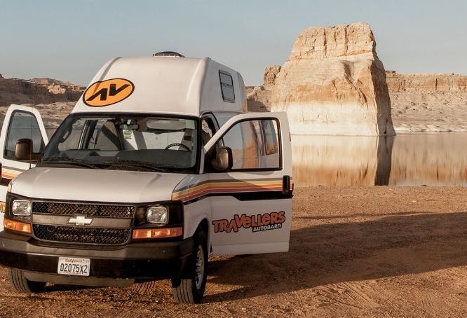 camper van with open doors