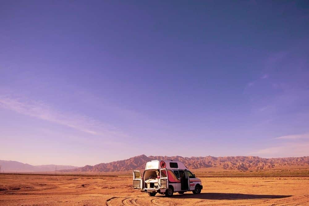 Campervan in desert