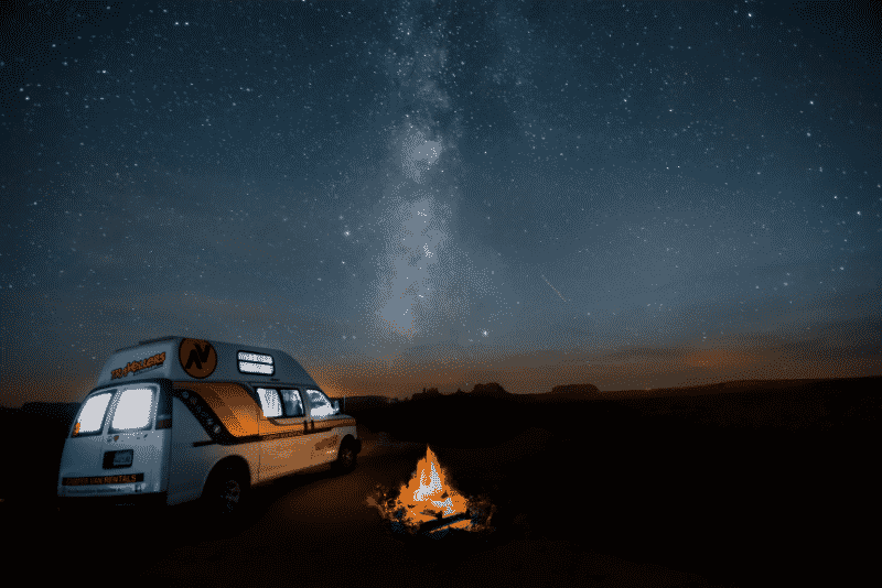 Camp Fire next to Campervan