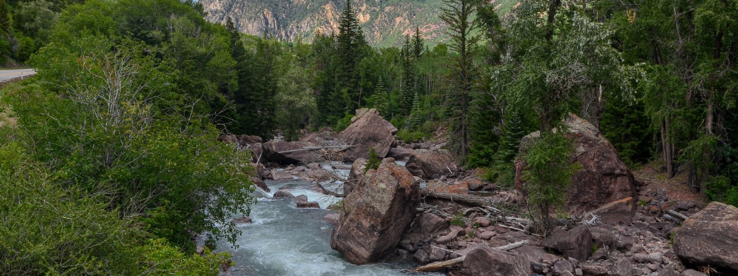 Crystal river in Rocky Mountains between Carbondale and Redstone
