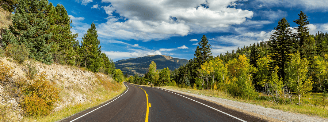 Driving on a road in New Mexico