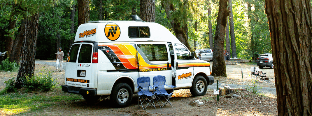 Campervan in a forest, USA