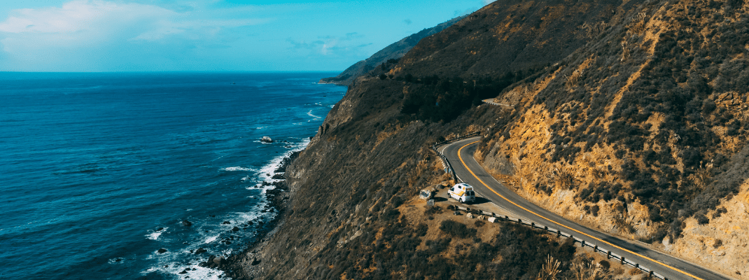 Campervan next to Highway 1, California, USA