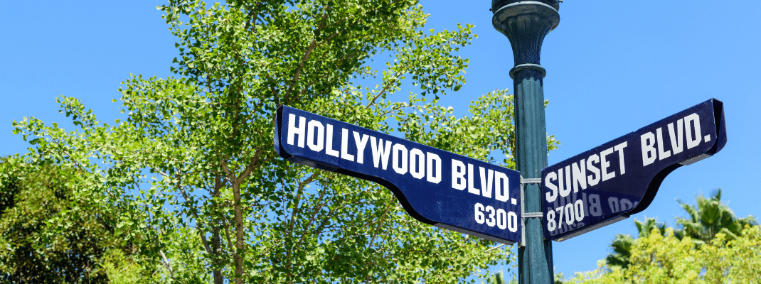 Hollywood BLVD. street sign in Los Angeles, USA