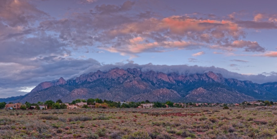 Golden Hour Panorama of Sandia Mountains - Albuquerque New Mexico Land of Enchantment