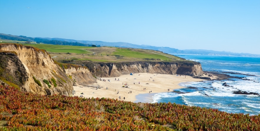 Beach and seaside cliffs at Half Moon Bay California