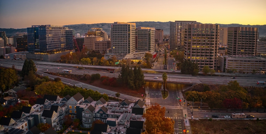 Aerial View of San Jose, California at Sunrise
