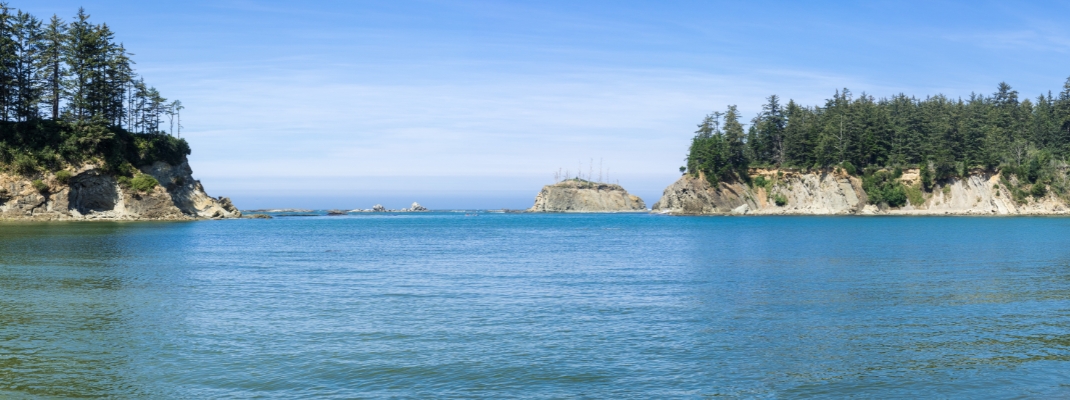 Panorama of Sunset bay, Sunset Bay State Park, Coos Bay, Oregon 