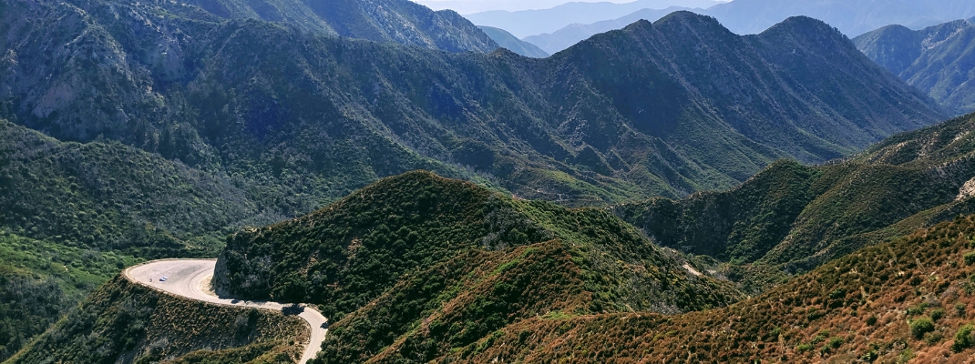 Angeles Crest Highway and the San Gabriel Mountains in Angeles National Forest, California 