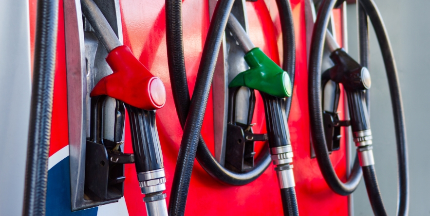 petrol station with a few hose and pump nozzles, close