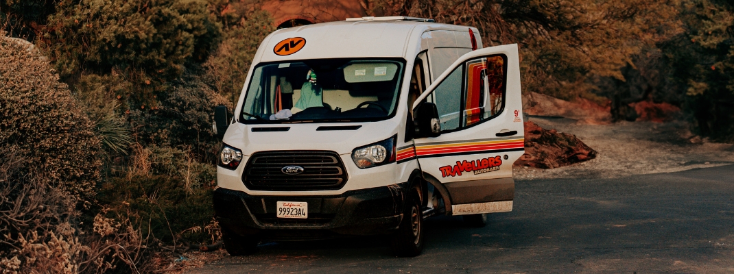 Campervan on sealed road sxedona