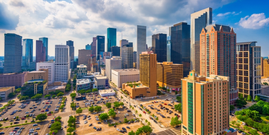 Houston, Texas, USA downtown city skyline.