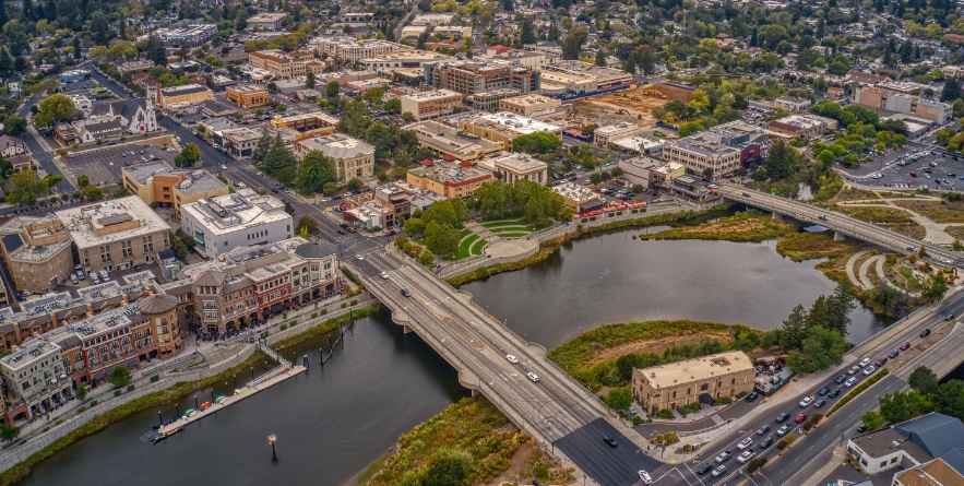 Aerial View of Napa, California during Summer