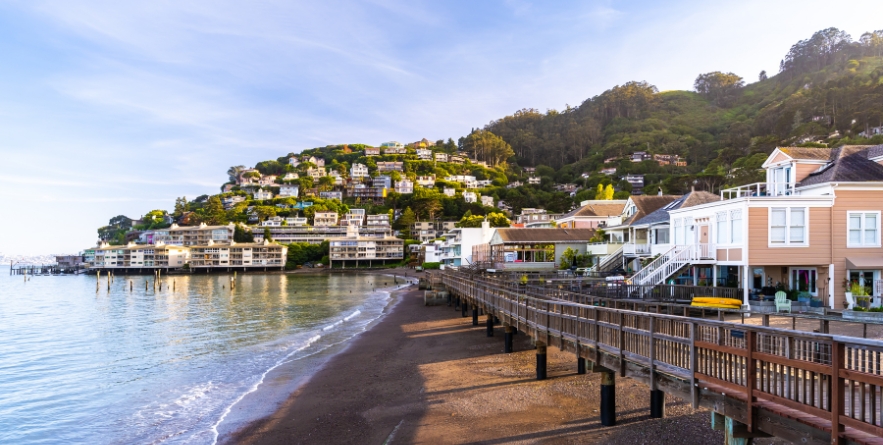 Beautiful cityscape of Sausalito Resort town for San Francisco