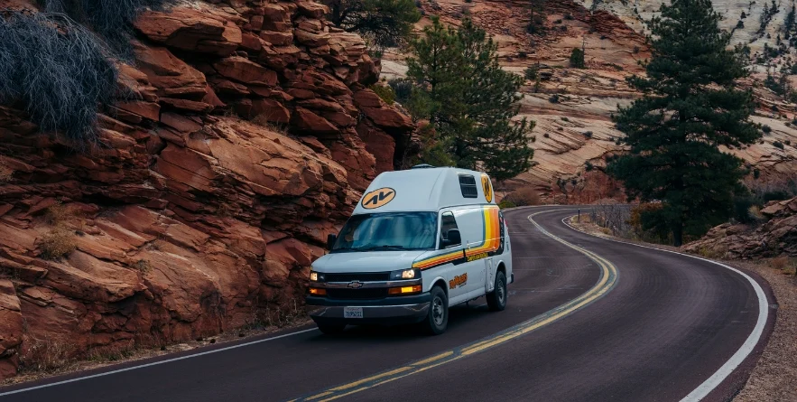 Driving through zion national park