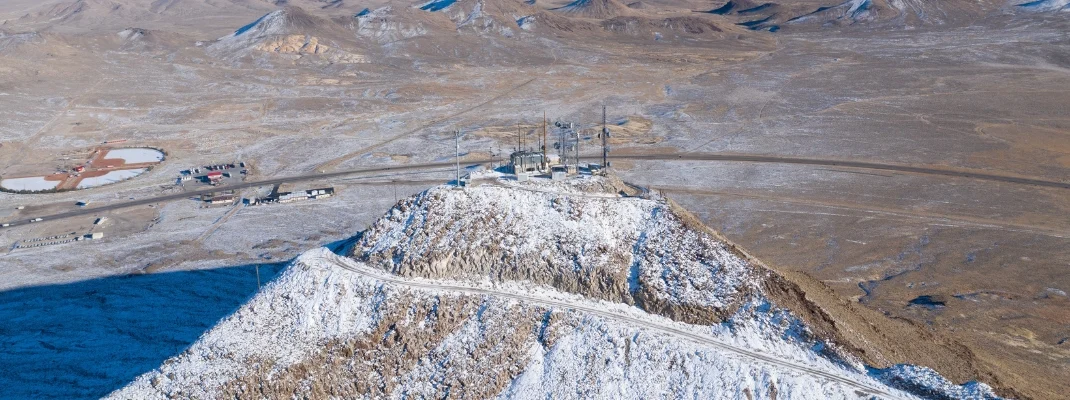Snow and salty landscape in Tonopah, Nevada.
